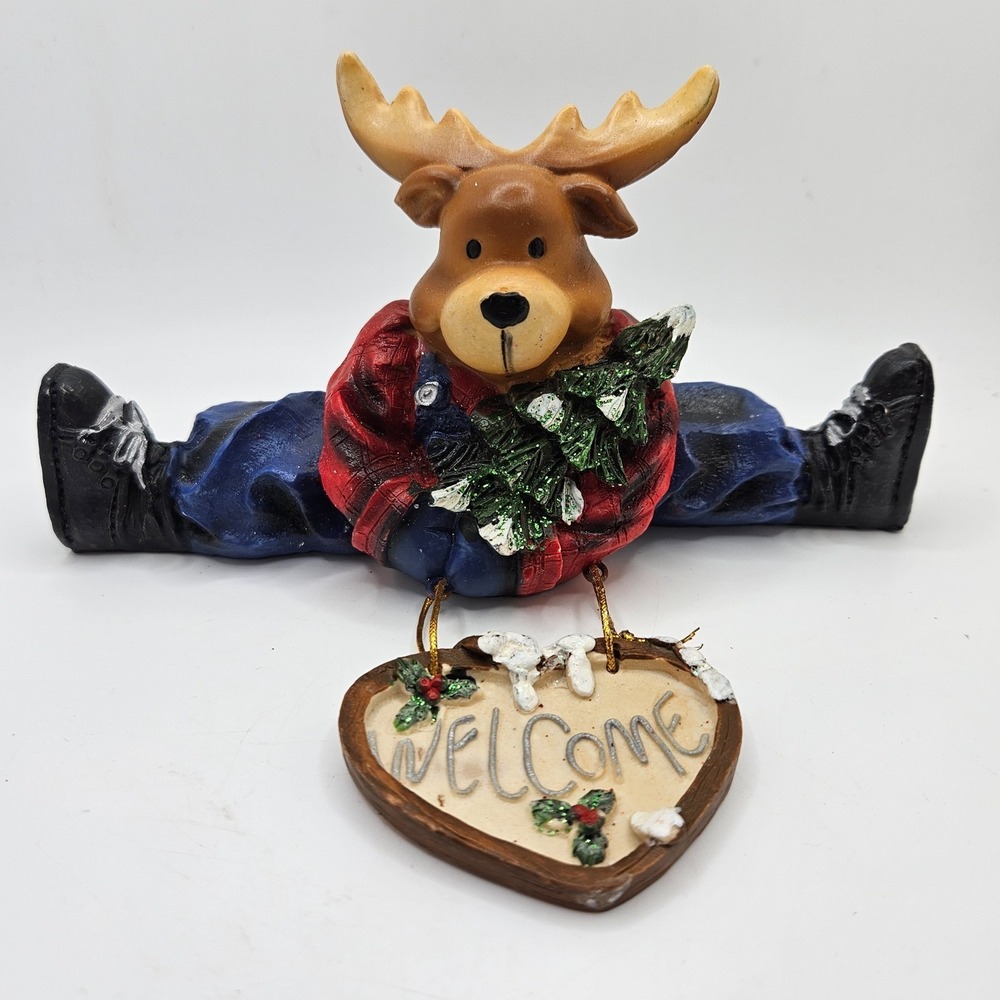 Vintage Jubilee Giftware Moose Reindeer Welcome Figurine Cabin Christmas Decor‎
